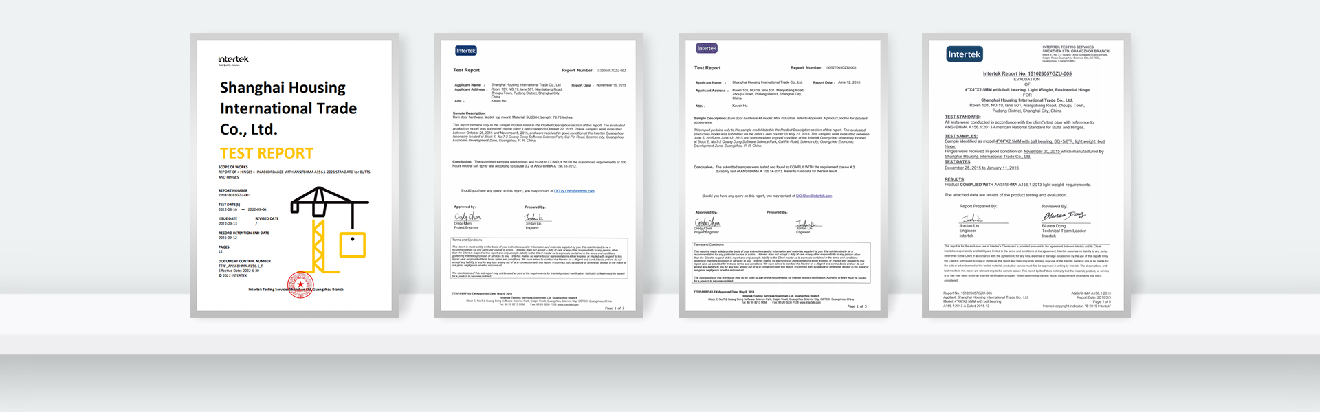 Intertek Test report of SIX H door, window and furniture hardwares