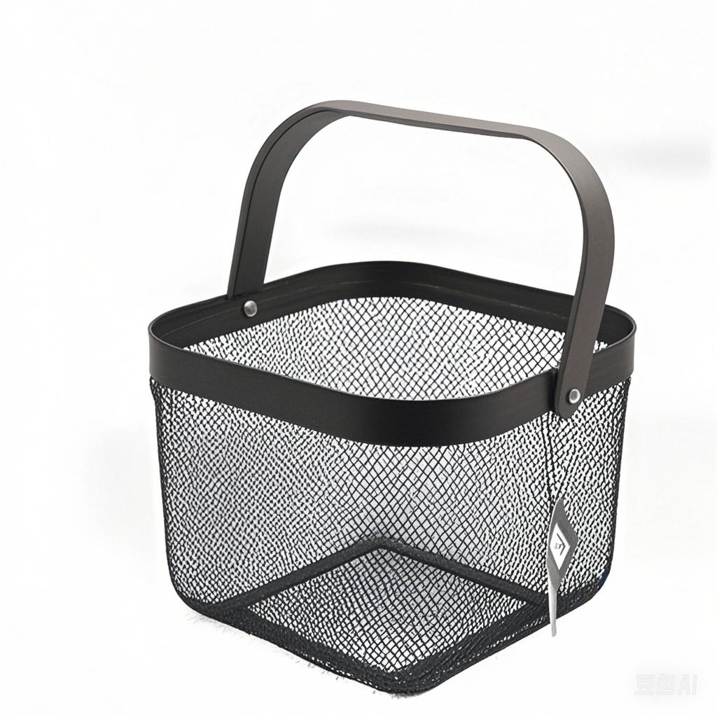 Black wire basket with a handle