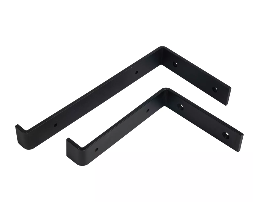 Two black metal brackets.