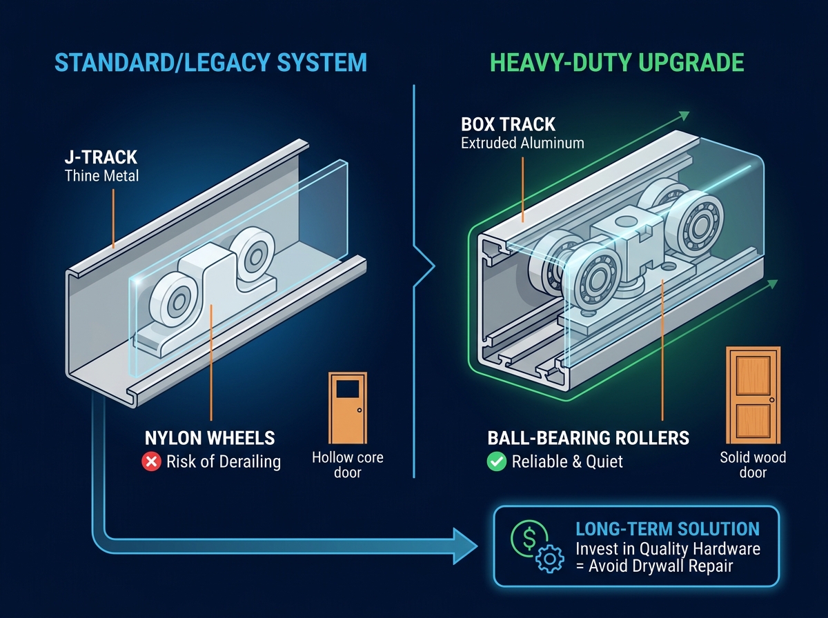 High-quality pocket door hardware track and roller components